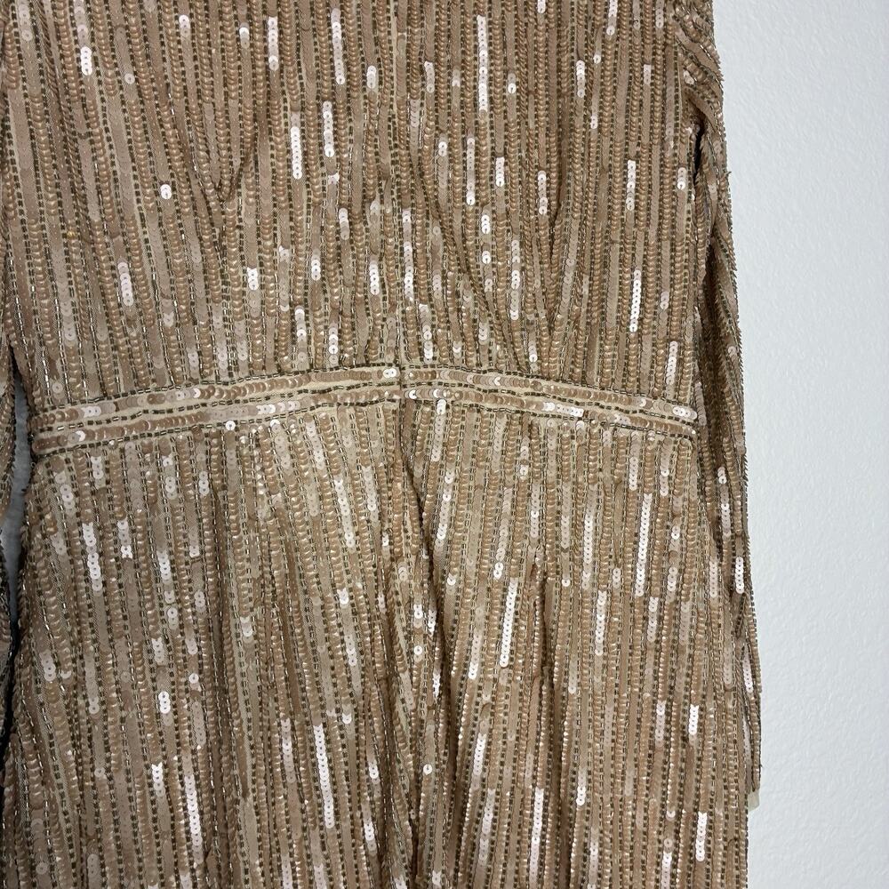 Mac Duggal Champagne Sequin Beaded Cocktail Dress 10 NWT - Picture 9 of 12